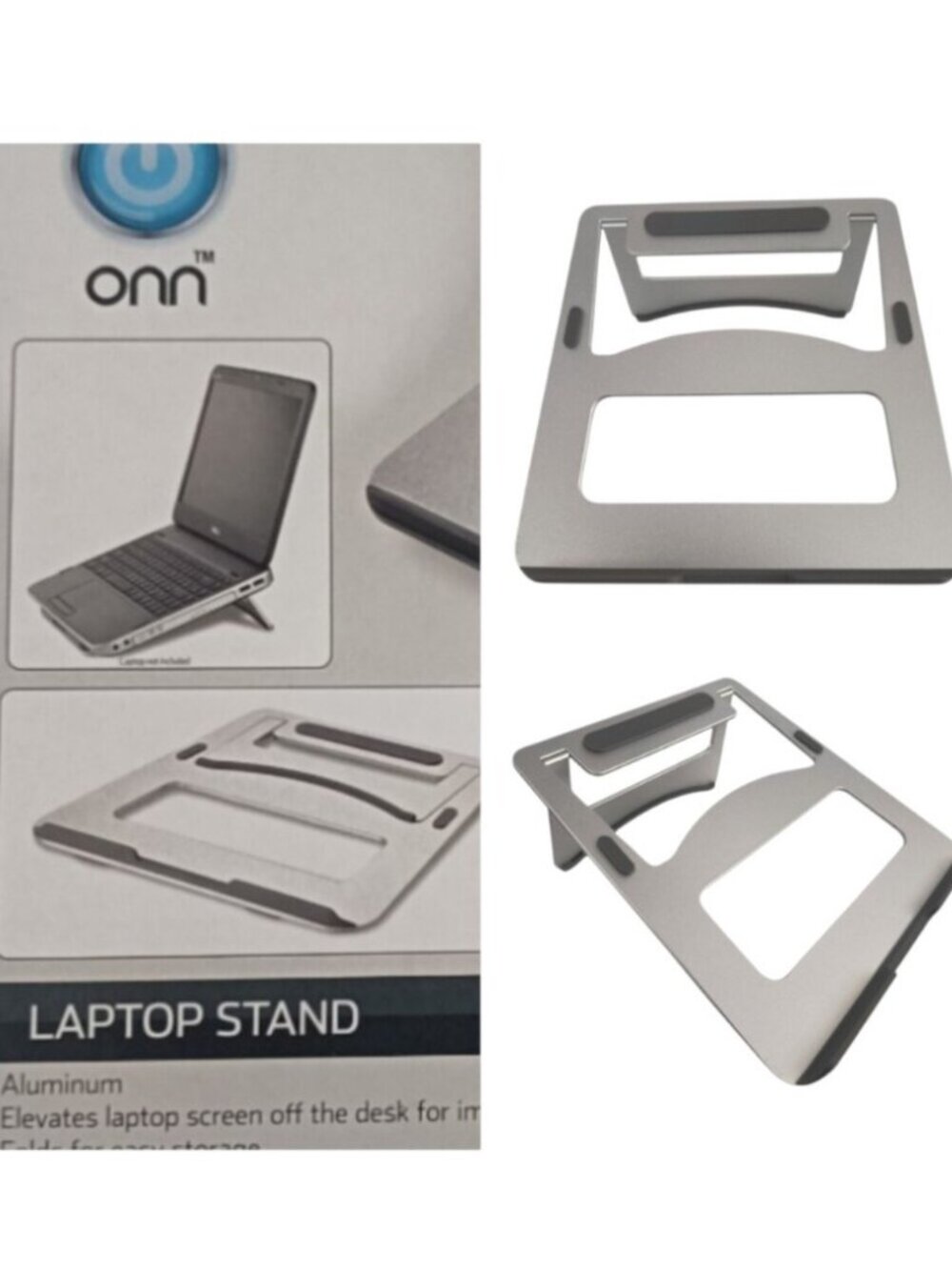 Onn Silver Adjustable Aluminum Portable Laptop Stand for 13"-17" laptops